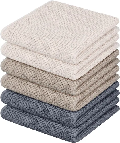 Nialnant Paquete de 6 toallas de mano de cocina, grandes toallas de té de cocina 100% algodón, paños de cocina para secar platos 13x28 pulgadas,