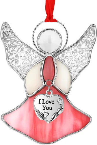 Miniatura 11 de Atrapasoles de Vidrio Emplomado para Ventanas Colgantes de Ángel Azul Adorno Personalizado de Metal Regalos Decorativos para Mamá Abuela Amiga
