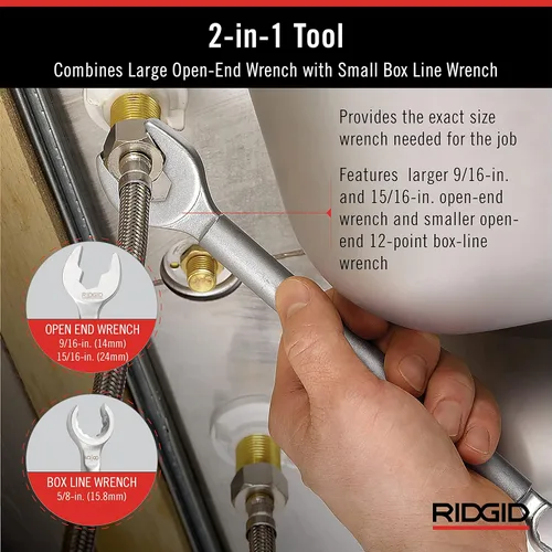 Miniatura 3 de RIDGID 27023 - Modelo 2002 Llave 2 en 1 One Stop para topes de ángulo, topes rectos y acoplamientos de compresión