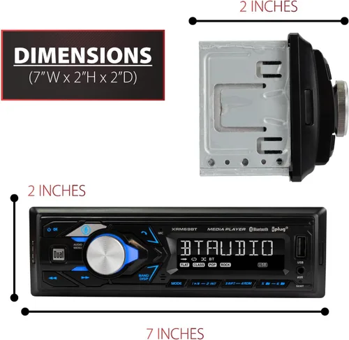 Miniatura 4 de Dual Electronics XRM69BT Estéreo para automóvil con pantalla LCD de 7 caracteres DIN único Llamadas manos libres Bluetooth y transmisión de música