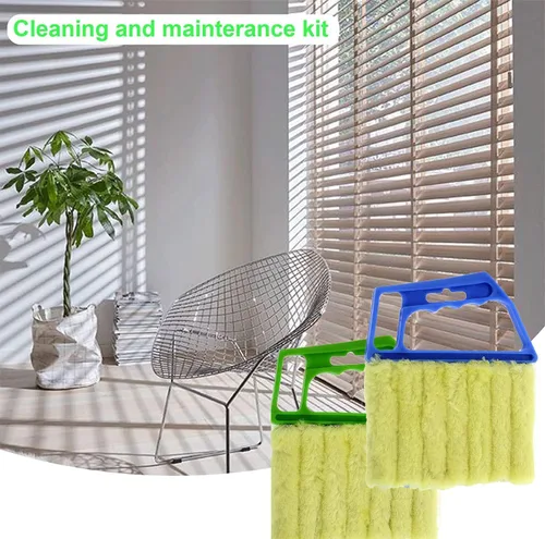 Miniatura 5 de 2 piezas de limpiador lavable para persianas de ventana, mini cepillo de mano para persianas de madera, persianas venecianas y plumero de aire