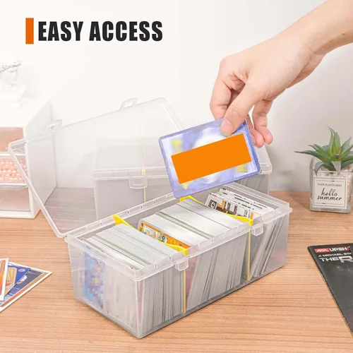 Miniatura 4 de tutata Caja de almacenamiento de tarjetas coleccionables de plástico de 400 unidades con divisores, caja de almacenamiento de tarjetas de béisbol