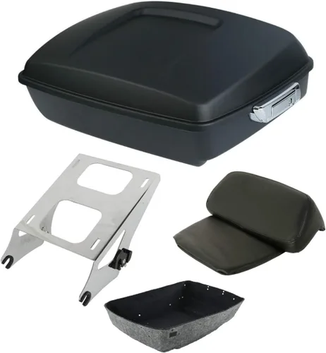 Miniatura 12 de TCT-MOTORPARTS Soporte Completo Negro de Maletero de Equipaje Cortado para Tour y Respaldo de Montaje Compatible con Harley Road Glide Street Glide