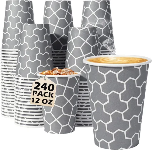 Miniatura 13 de Paquete de 180 tazas de café de 16 onzas, tazas de café desechables de papel caliente de 16 onzas, taza de café de papel aislada para bebidas frías