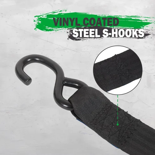 Miniatura 4 de MOTO4U Correas de amarre retráctiles de 2 pulgadas x 10 pies, resistentes, 2 correas de trinquete automáticas autoretráctiles con 2 bucles suaves