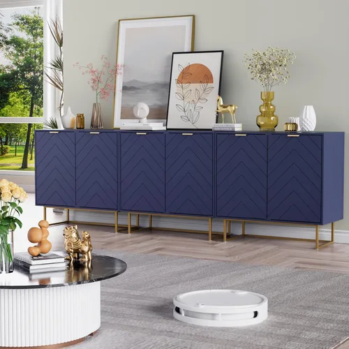 Miniatura 14 de Scurrty - Armario aparador de 80 cm en negro con almacenamiento, gabinete con puertas y estante ajustable para sala de estar y cocina