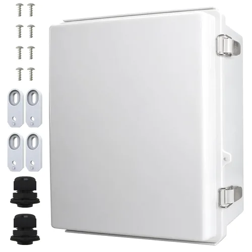 Miniatura 17 de MAKERELE Caja eléctrica impermeable pequeña al aire libre IP67 ABS caja de plástico con placa de montaje, cubierta gris con bisagras, soporte