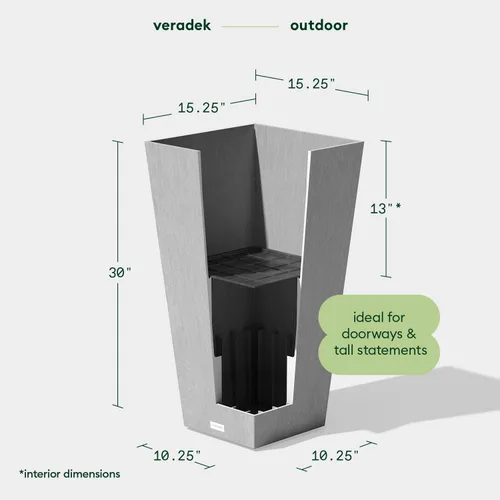 Miniatura 2 de Veradek V-Resin - Maceta cónica para interiores y exteriores (30 pulgadas, gris)