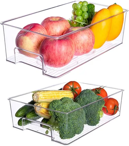 Miniatura 3 de SANNO Organizador de refrigerador de verduras, contenedores de alimentos con tapas, contenedores para refrigerador, alimentos, frutas, verduras