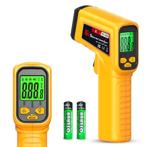 FKM Pistola Termómetro Infrarrojo Láser Sin Contacto, Pistola de Temperatura Láser Infrarroja, -58 °F ~ 986 °F (-50 °C ~ 530 °C) Emissividad