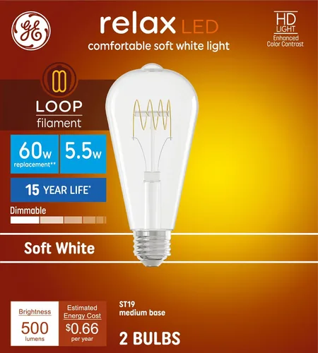 Miniatura 15 de GE Bombillas Relax HD Blanca Suave 60W ST19 (paquete de 2)