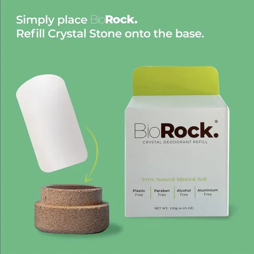 Miniatura 4 de Biorock Crystal Natural - Recambio de desodorante sin perfume de plástico y aluminio, desodorante en barra de sal para mujeres y hombres, ecológico