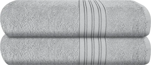 Miniatura 58 de BOUTIQUO Juego de 2 toallas de baño 100% algodón de 28 x 55 pulgadas, toallas de baño grandes ecológicas, compactas, de secado rápido, ligeras, Rosa