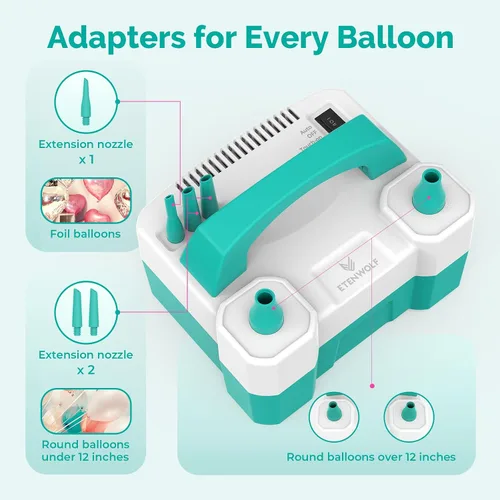 Miniatura 6 de ETENWOLF Electric Balloon Pump for All Balloons 110V 600W Balloon Blower for Party Metalic Latex 260q Foil Balloons, Balloon Inflator for Birthday