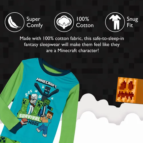 Miniatura 3 de Minecraft Boys' Big Snug Fit Cotton Pajamas