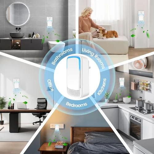 Miniatura 7 de Paquete de 4 purificadores de aire enchufables para el hogar, mini purificador de aire iónico para habitaciones pequeñas, ionizadores de aire