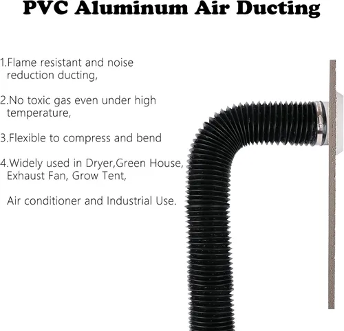 Miniatura 3 de Conducto de aire negro de 6 pulgadas y 5 pies, manguera de ventilación de aluminio flexible de 4.9 ft de longitud para ventilación HVAC con 2