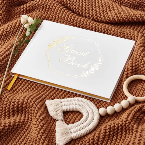 Miniatura 3 de Libro de invitados de boda – Libro de invitados de boda para fiesta, libro de visitas forrado para bodas, baby shower, cumpleaños, aniversarios