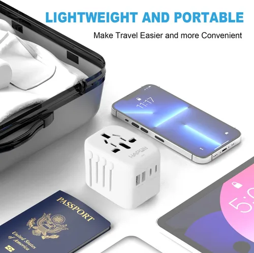 Miniatura 7 de HAPOW Adaptador de Viaje Universal, Adaptador de Corriente Internacional PD20W, 2 USB-C y 2 USB-A Cargador de Viaje de Carga Rápida, Adaptador