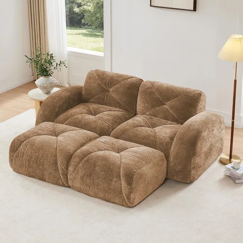 Miniatura 24 de Sofás modulares modulares de 110.6 pulgadas para sala de estar, sofá moderno de terciopelo sin hueso, no requiere montaje, cómodo sofá sin hueso
