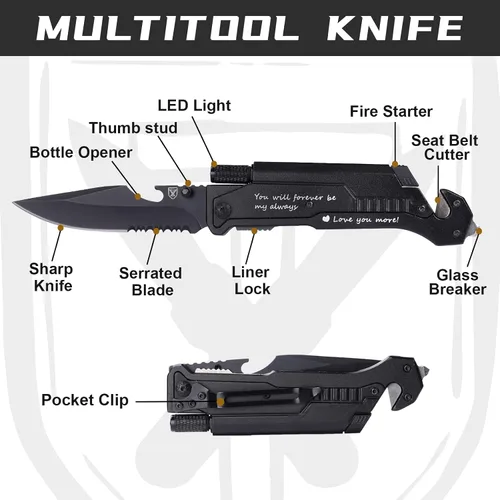 Miniatura 2 de Titorld Regalos para hombres, Día del Padre, aniversario de cumpleaños, regalos para él, novio, marido, cuchillo de bolsillo grabado, cuchillo
