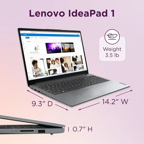 Miniatura 3 de Lenovo IdeaPad 1 - Laptop con pantalla FHD de 15.6 pulgadas, AMD Ryzen 5 5500U, 8 GB de RAM, SSD de 512 GB, Windows 11 Home, cámara de 720p