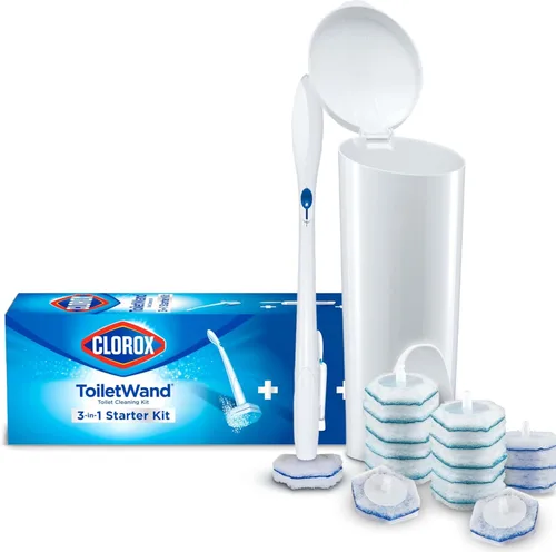Miniatura 12 de Clorox ToiletWand Limpiador de taza de inodoro - Cepillo de inodoro, estuche de almacenamiento y 16 cabezales de repuesto desinfectantes