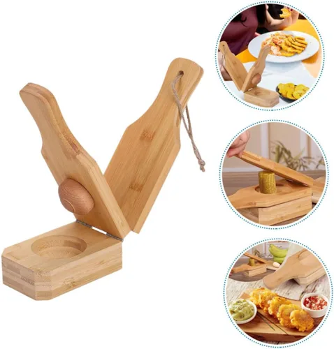 Miniatura 5 de HOMSFOU herramientas de tortilla plátanos Plátano prensa de peso prensa de plátano prensa de peso de cocción de plátano prensa de plátano prensa