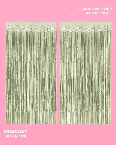 Miniatura 4 de xo, Fetti Cortinas de papel de aluminio verde salvia para decoración de fiesta, juego de 2 Suministros para despedida de soltera, bonita cabina
