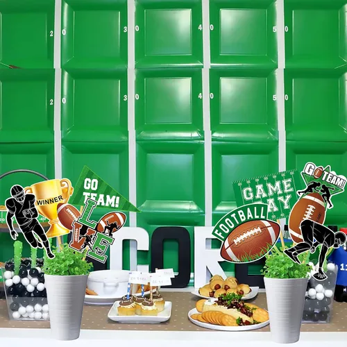 Miniatura 7 de 24 piezas de centros de mesa de fútbol para fiesta de fútbol, decoración de mesa de rugby para el día del juego, fútbol, touchdown, fiesta, tema