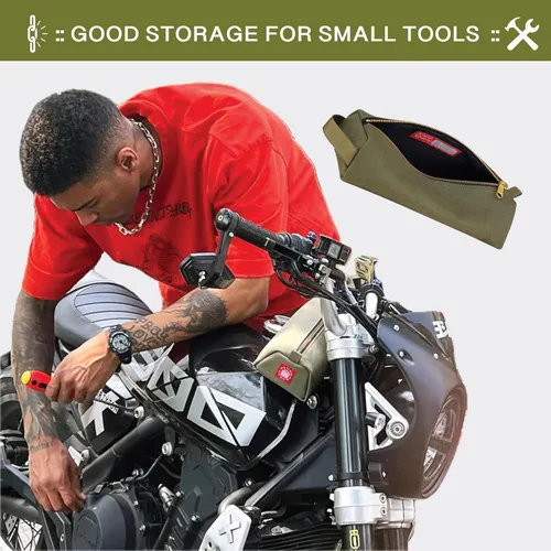 Miniatura 6 de Rough Enough - Bolsa de herramientas pequeña de lona para motocicleta, accesorios de bicicleta, organizador de almacenamiento con asa de cremallera