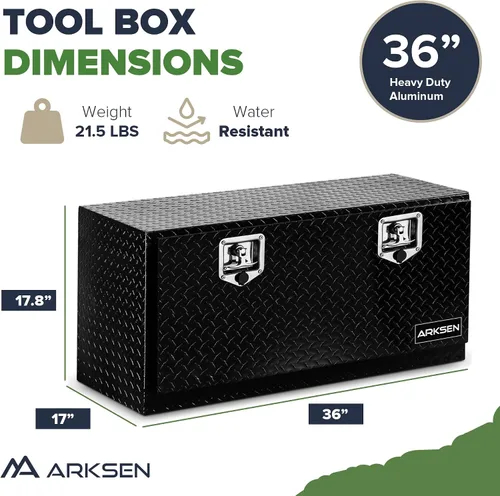 Miniatura 6 de ARKSEN - Caja de herramientas de aluminio con placa de diamante de 36 pulgadas, para camioneta, cuatrimoto, remolque, con cerradura y llave