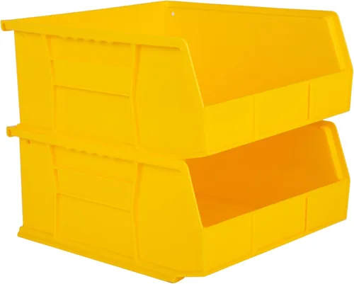 Miniatura 2 de Hudson Exchange - Contenedores apilables de plástico de 11 x 11 x 5 pulgadas y contenedores para colgar (color amarillo, 1 unidad)