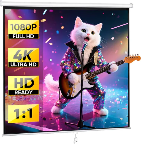 Miniatura 13 de Pantalla de proyección HD 4:3 de 72 pulgadas, pantalla de proyección manual para interiores y exteriores, pantalla de proyector portátil sin arrugas