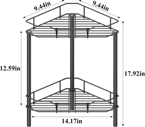 Miniatura 7 de HuggieGems Estante Organizador de Esquina para Ducha de 2 Niveles con Ganchos, Soporte de Estantes de Baño, Negro