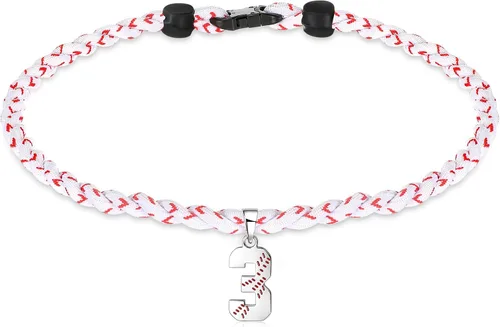 Miniatura 9 de Glenmal Collar de béisbol para niños, de acero inoxidable, dije de titanio, trenzado, deportivo, regalo de béisbol para hombres y niños, 20 pulgadas