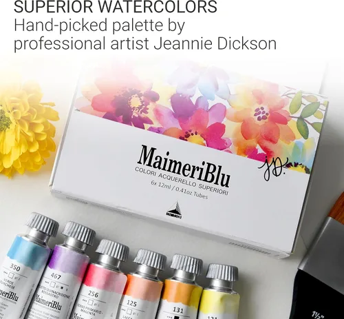 Miniatura 2 de Maimeri Blu, Jeannie Dickson Artist Set, pintura de acuarela, 0.4 fl oz, 6 tubos - Suministros profesionales de pintura de acuarela