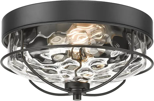Miniatura 8 de HWH INVESTMENT Lámparas de techo de montaje empotrado, lámpara de techo de 12 pulgadas de 2 luces estilo granja cerca del techo con pantalla