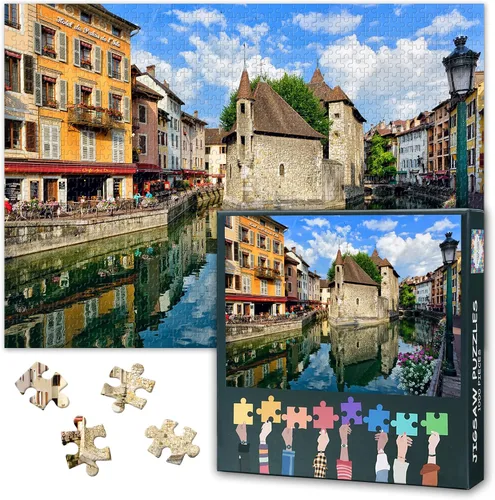 Miniatura 13 de Rompecabezas de Venecia para adultos de 1000 piezas, rompecabezas del Gran Canal, Basílica de Santa María Della Sa, rompecabezas para adultos
