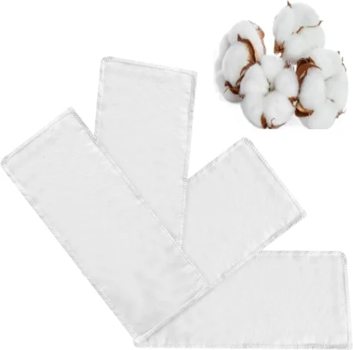Paquete de 4 insertos pequeños de franela de algodón orgánico para envolturas de aceite de ricino, almohadillas de compresión de aceite de ricino