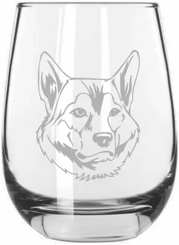 Miniatura 572 de Sakhalin Husky Dog - Copa de vino grabada personalizada de 15.25 onzas sin tallo
