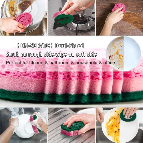 Miniatura 2 de Paquete de 12 esponjas para fregar, esponjas a granel, esponjas de limpieza multifuncionales de doble cara, esponja para lavar platos