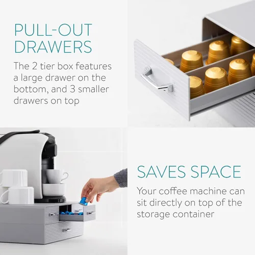 Miniatura 4 de Navaris Organizador para cápsulas de café con 4 cajones - Compatible con Nespresso, CBTL, K-Cups, Verismo - Caja contenedora organizadora de Gris