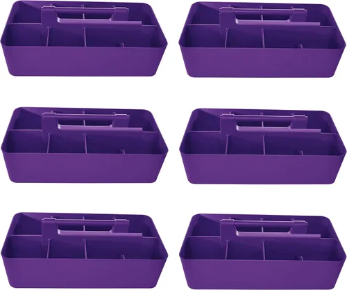 Miniatura 21 de Cesta grande portátil, divisores DIY, 8 compartimentos, organizador para suministros escolares, de oficina, para el hogar y negocios, cesta portátil