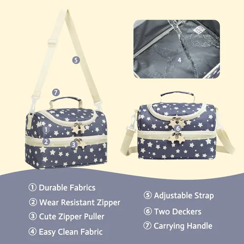 Miniatura 3 de Bolsas de Almuerzo Tote de Doble Compartimento para Niños, para Niños y Niñas, Loncheras para Niños Pequeños, Preescolar, Niños Pequeños, Jardín