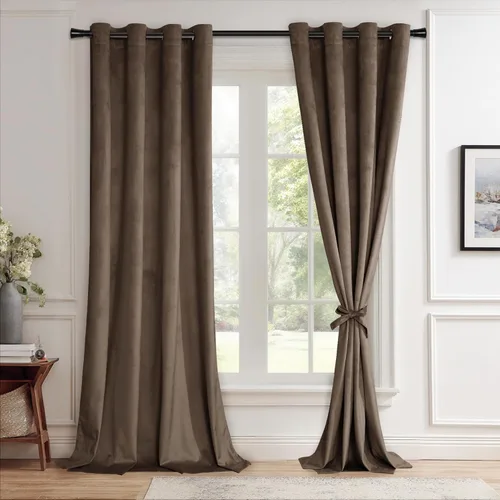 Miniatura 19 de JIUZHEN - Cortinas de terciopelo gris de 63 pulgadas opacas para sala de estar - Cortinas gruesas de terciopelo con ojales para ventana