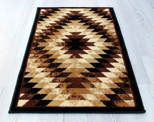Miniatura 4 de Masada Rugs, Stephanie Collection - Alfombra de área del suroeste de nativos americanos, diseño envejecido, 1106, marrón, negro, beige