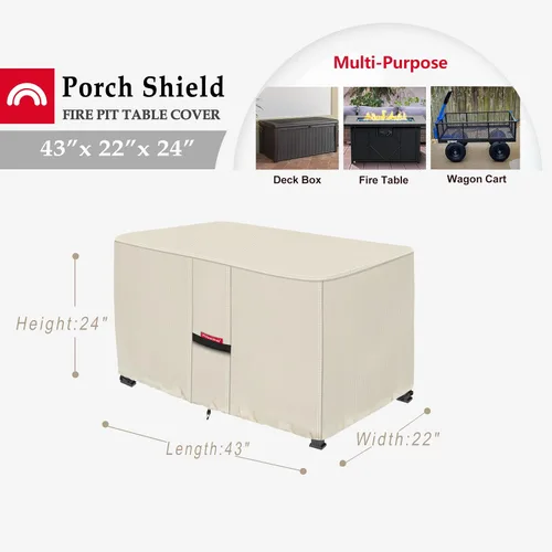 Miniatura 2 de Porch Shield - Funda impermeable para hoguera de patio 600D, rectangular para exterior, protector de caja de cubierta para mesa de fuego - 43 x 22