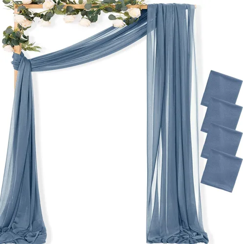Miniatura 26 de MLMC 1 panel de tela para arco de boda azul bebé, 29 x 20 pies, cortinas de gasa extralargas transparentes de 6.6 yardas, paneles de cortinas