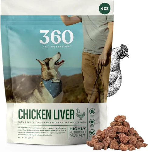 Miniatura 11 de 360 Pet Nutrition Golosinas de hígado de bisonte crudo liofilizado para perros, un solo ingrediente, alto en proteínas, sin granos, aperitivos